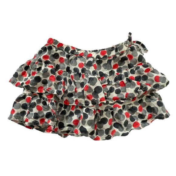 OSHKOSH B’GOSH Abstract Dot Viscose Tiered Skirt Size 2T Light Gray White Pink - Picture 1 of 3